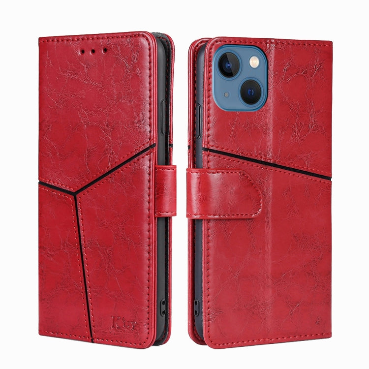 For iPhone 14 Plus Geometric Stitching Leather Phone Case