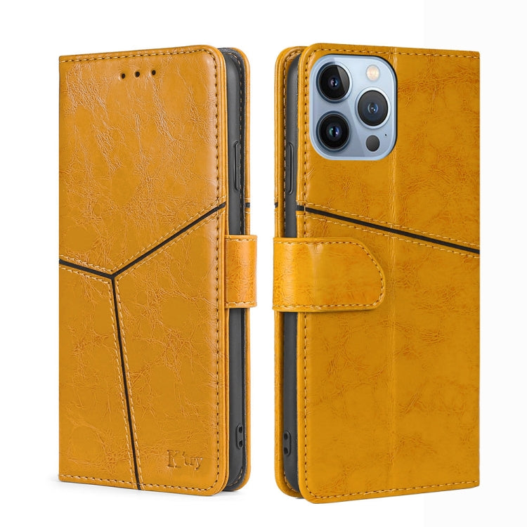 For iPhone 14 Pro Geometric Stitching Leather Phone Case