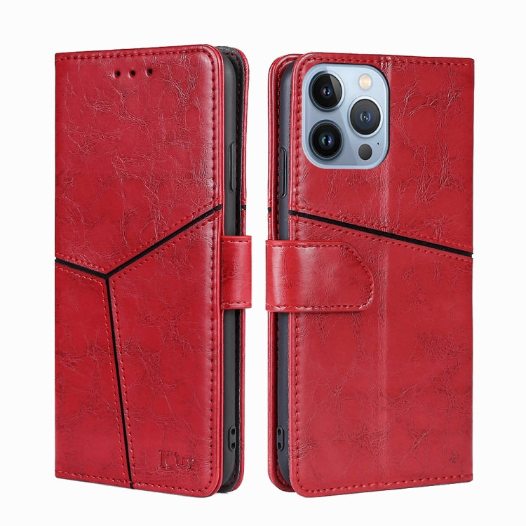 For iPhone 14 Pro Geometric Stitching Leather Phone Case