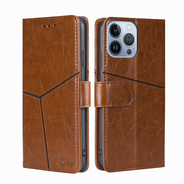 For iPhone 14 Pro Max Geometric Stitching Leather Phone Case
