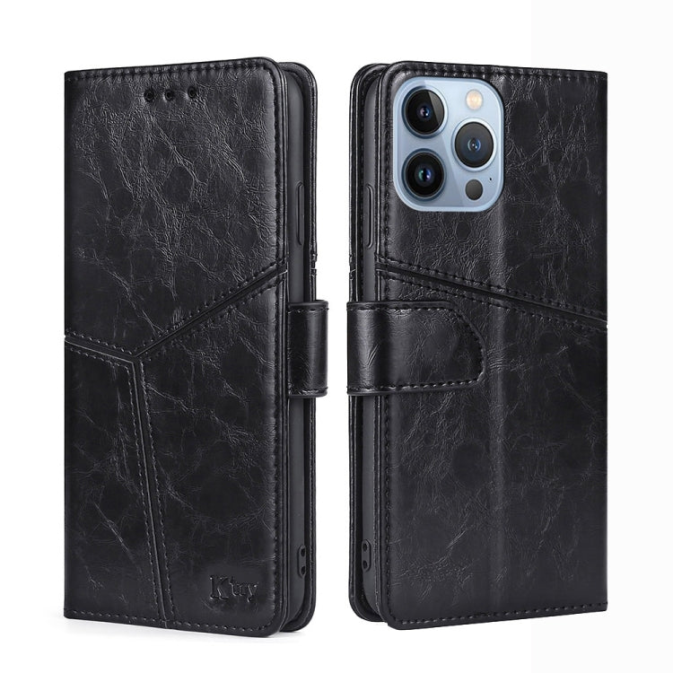 For iPhone 14 Pro Max Geometric Stitching Leather Phone Case
