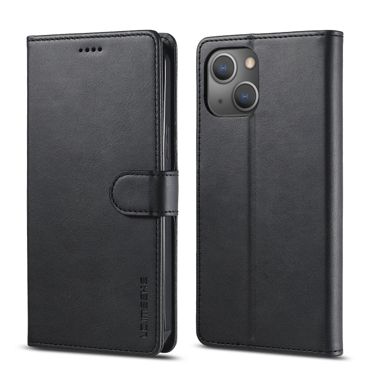 For iPhone 14 LC.IMEEKE Calf Texture Horizontal Flip Leather Case