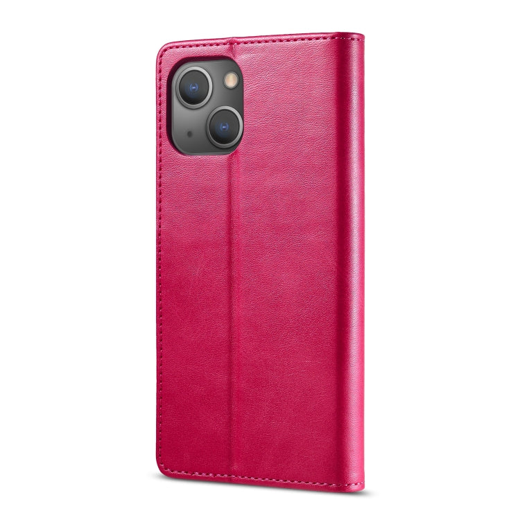 For iPhone 14 Plus LC.IMEEKE Calf Texture Horizontal Flip Leather Case