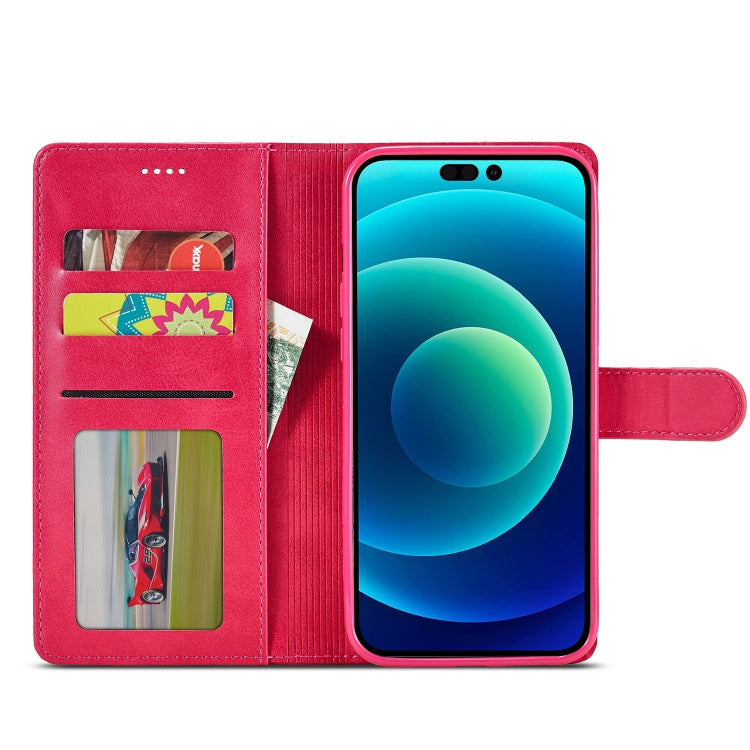 For iPhone 14 Plus LC.IMEEKE Calf Texture Horizontal Flip Leather Case