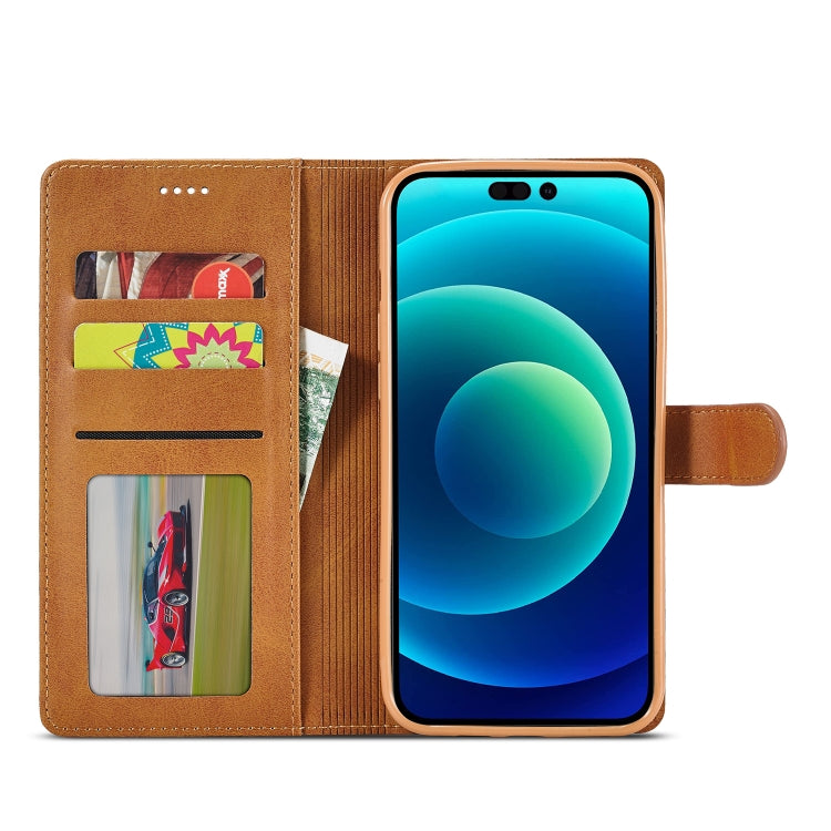 For iPhone 14 Plus LC.IMEEKE Calf Texture Horizontal Flip Leather Case