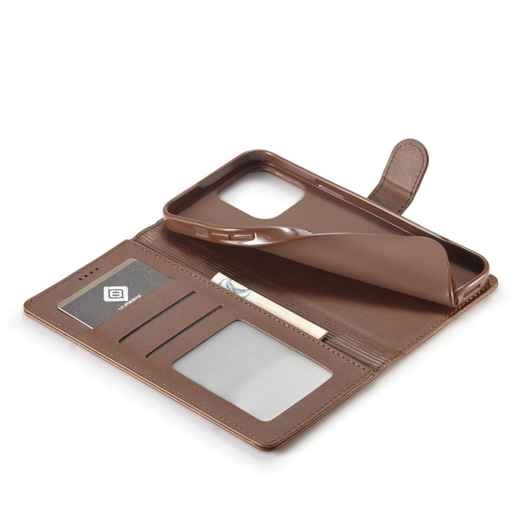 For iPhone 14 Pro LC.IMEEKE Calf Texture Horizontal Flip Leather Case