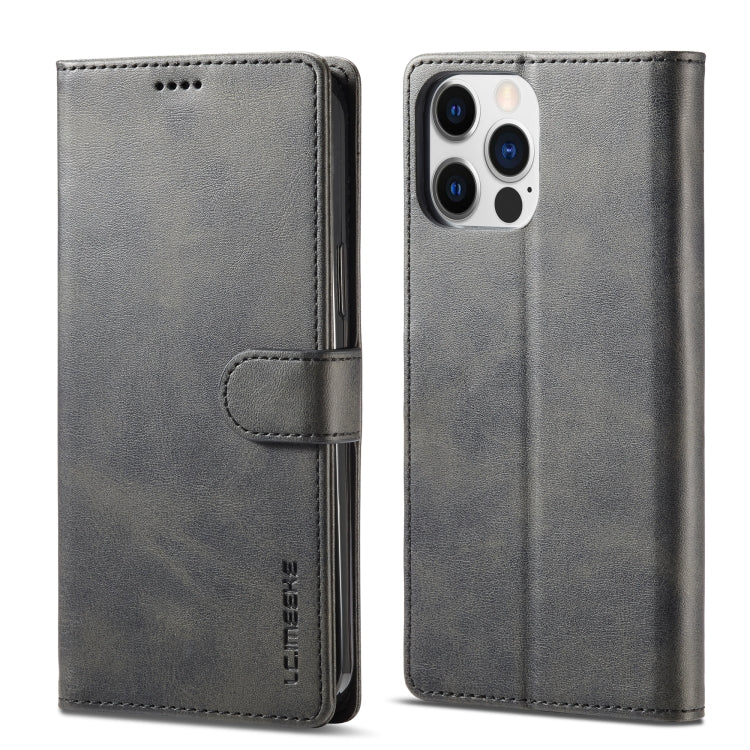 For iPhone 14 Pro LC.IMEEKE Calf Texture Horizontal Flip Leather Case