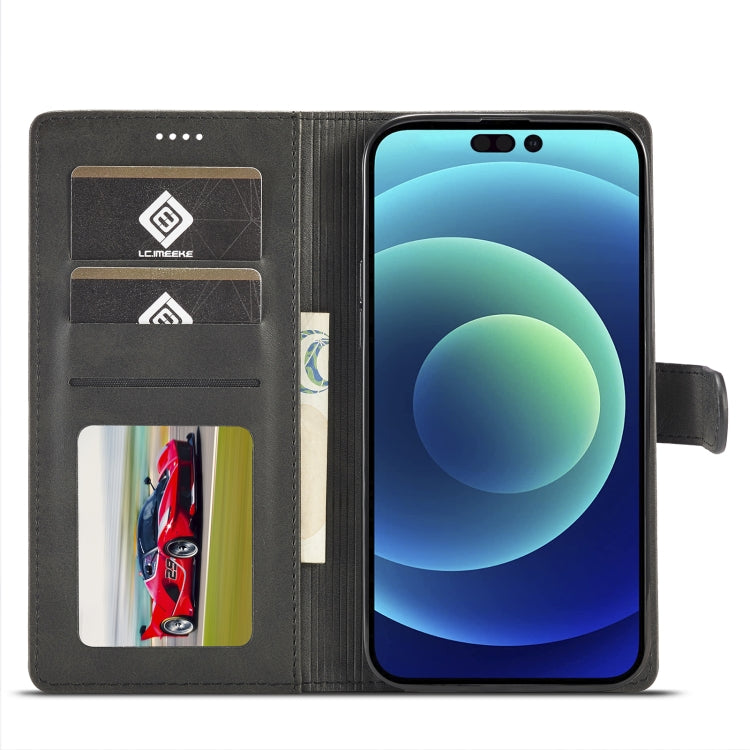 For iPhone 14 Pro LC.IMEEKE Calf Texture Horizontal Flip Leather Case