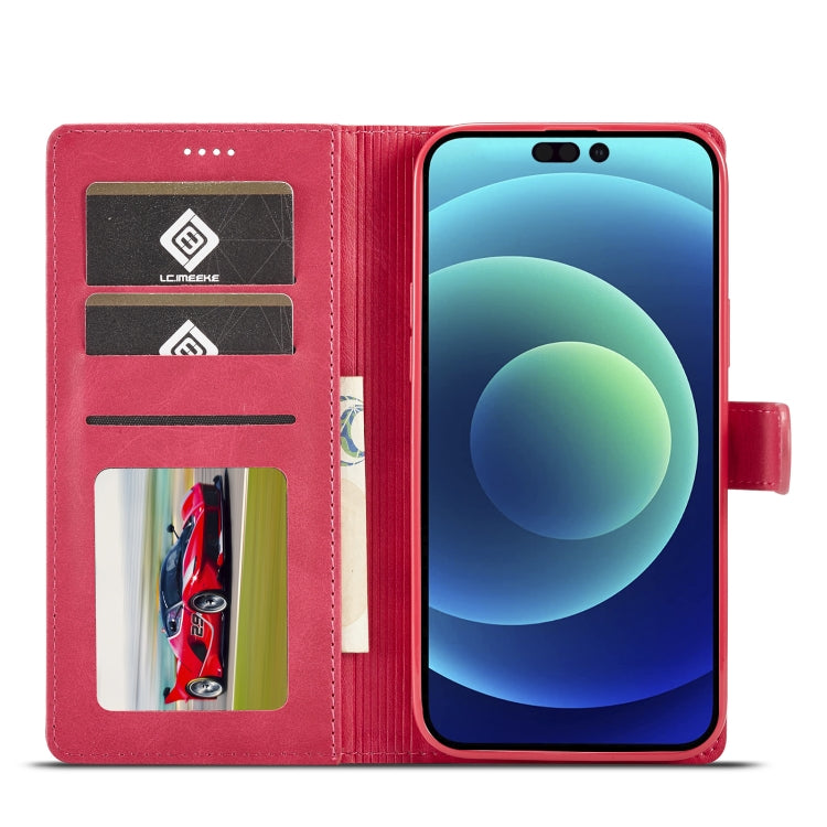 For iPhone 14 Pro LC.IMEEKE Calf Texture Horizontal Flip Leather Case