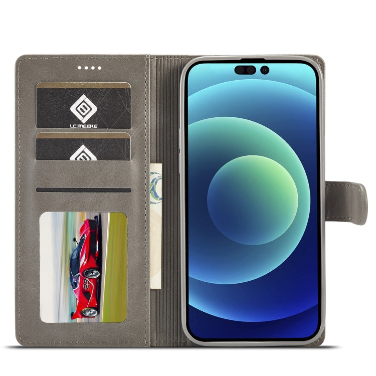 For iPhone 14 Pro LC.IMEEKE Calf Texture Horizontal Flip Leather Case