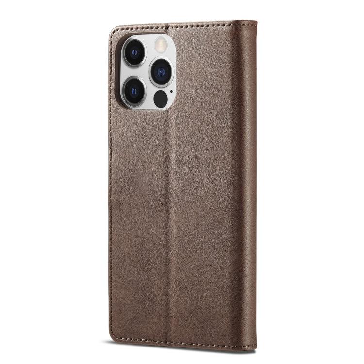 For iPhone 14 Pro Max LC.IMEEKE Calf Texture Horizontal Flip Leather Case