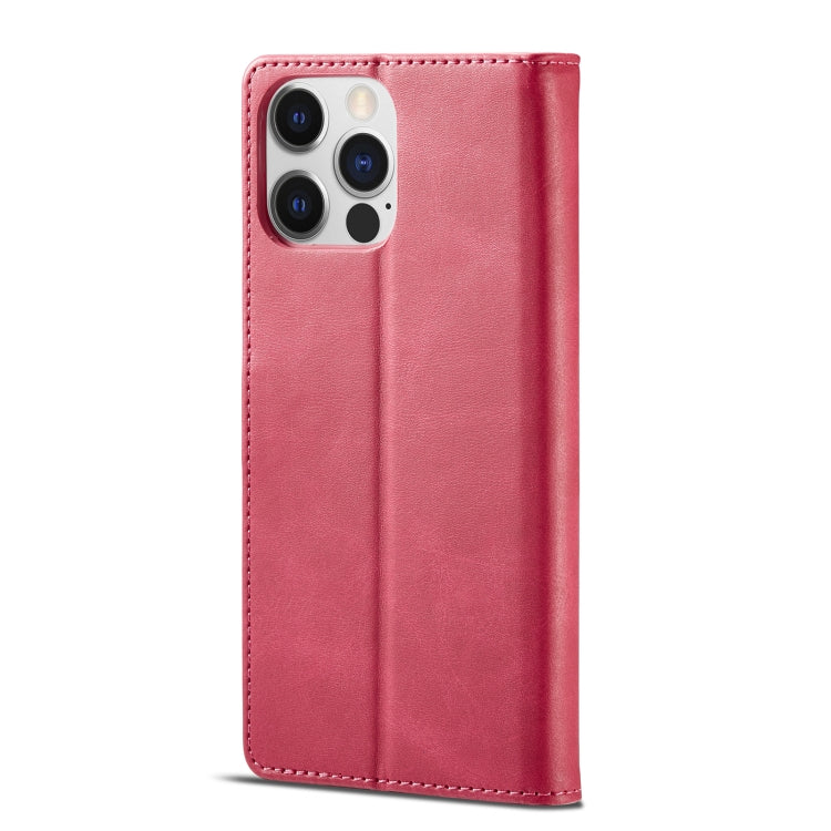 For iPhone 14 Pro Max LC.IMEEKE Calf Texture Horizontal Flip Leather Case
