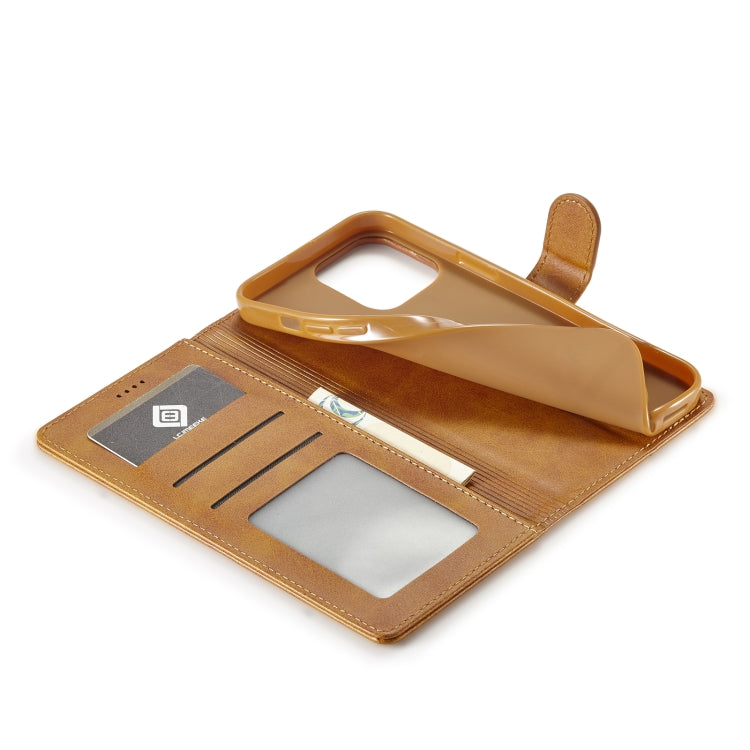 For iPhone 14 Pro Max LC.IMEEKE Calf Texture Horizontal Flip Leather Case