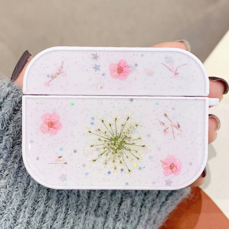 For AirPods Pro Gypsophila Flowers Pattern Wireless Earphone Protective Case