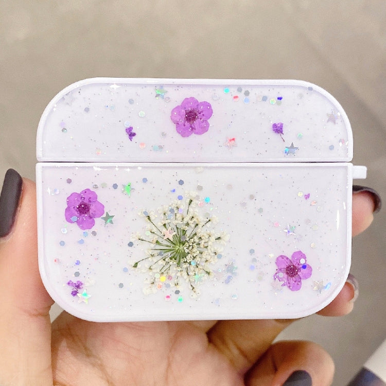 For AirPods Pro Gypsophila Flowers Pattern Wireless Earphone Protective Case