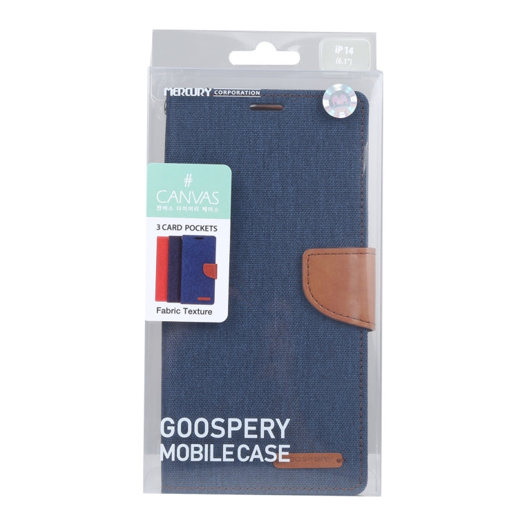 For iPhone 14 GOOSPERY CANVAS DIARY Canvas Texture Flip Leather Phone Case