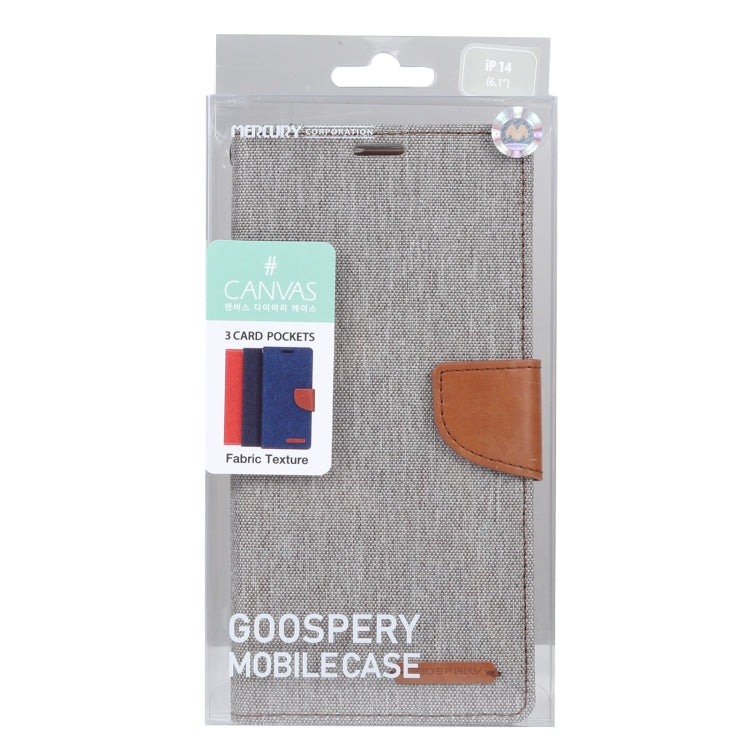 For iPhone 14 GOOSPERY CANVAS DIARY Canvas Texture Flip Leather Phone Case