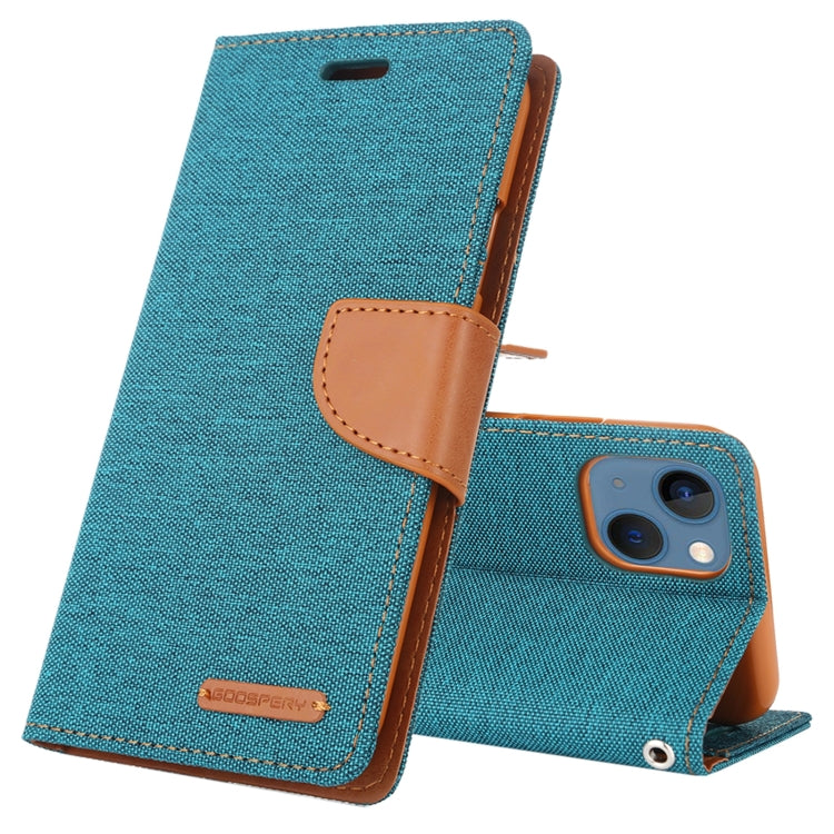 For iPhone 14 GOOSPERY CANVAS DIARY Canvas Texture Flip Leather Phone Case