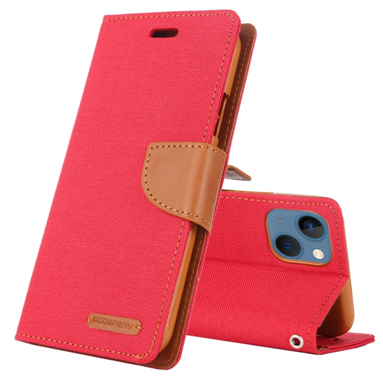 For iPhone 14 Plus GOOSPERY CANVAS DIARY Canvas Texture Flip Leather Phone Case