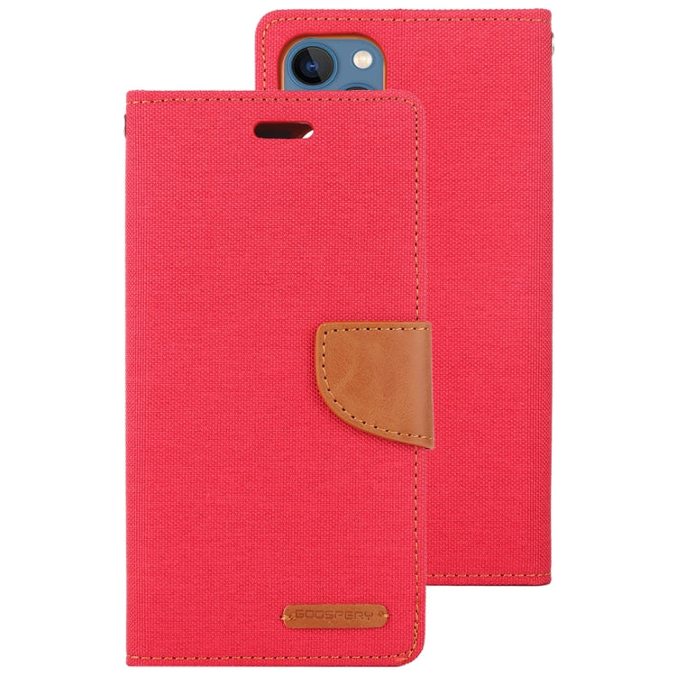 For iPhone 14 Plus GOOSPERY CANVAS DIARY Canvas Texture Flip Leather Phone Case
