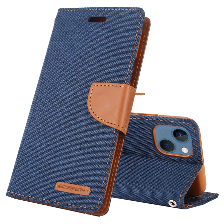 For iPhone 14 Plus GOOSPERY CANVAS DIARY Canvas Texture Flip Leather Phone Case