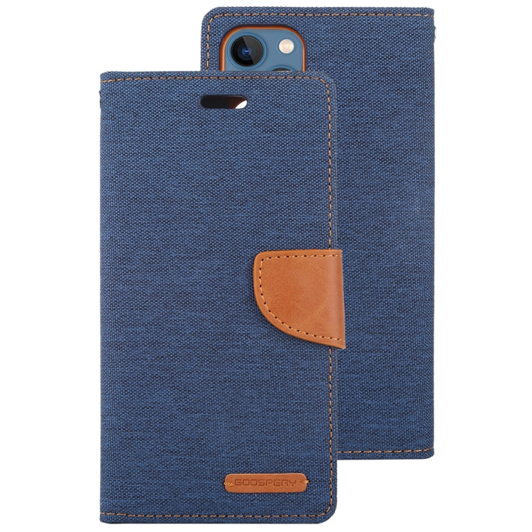 For iPhone 14 Plus GOOSPERY CANVAS DIARY Canvas Texture Flip Leather Phone Case