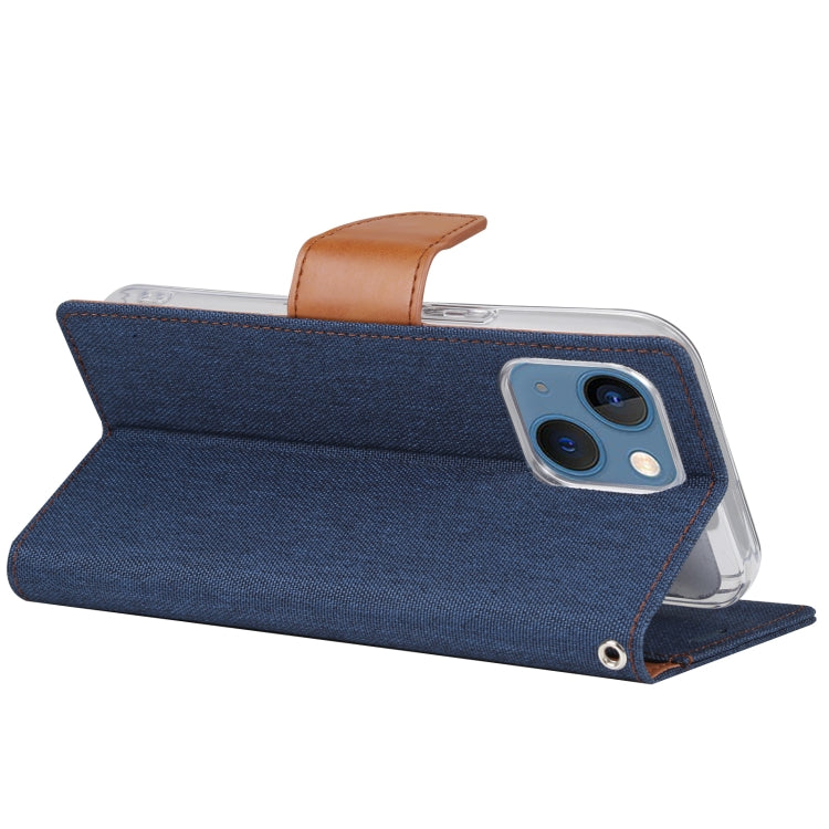For iPhone 14 Plus GOOSPERY CANVAS DIARY Canvas Texture Flip Leather Phone Case