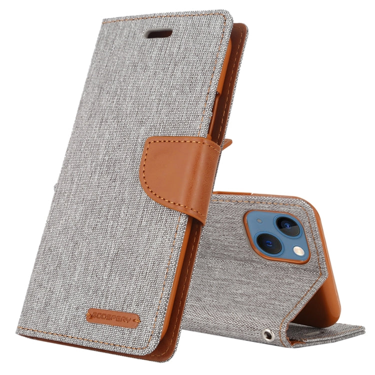 For iPhone 14 Plus GOOSPERY CANVAS DIARY Canvas Texture Flip Leather Phone Case