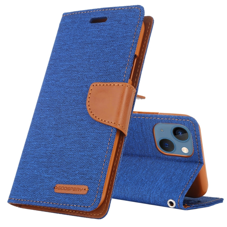 For iPhone 14 Plus GOOSPERY CANVAS DIARY Canvas Texture Flip Leather Phone Case