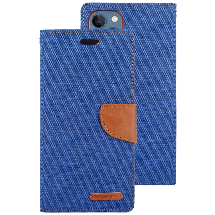 For iPhone 14 Plus GOOSPERY CANVAS DIARY Canvas Texture Flip Leather Phone Case