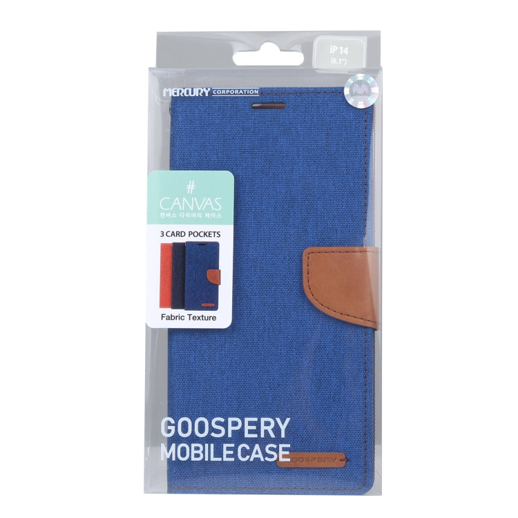 For iPhone 14 Plus GOOSPERY CANVAS DIARY Canvas Texture Flip Leather Phone Case