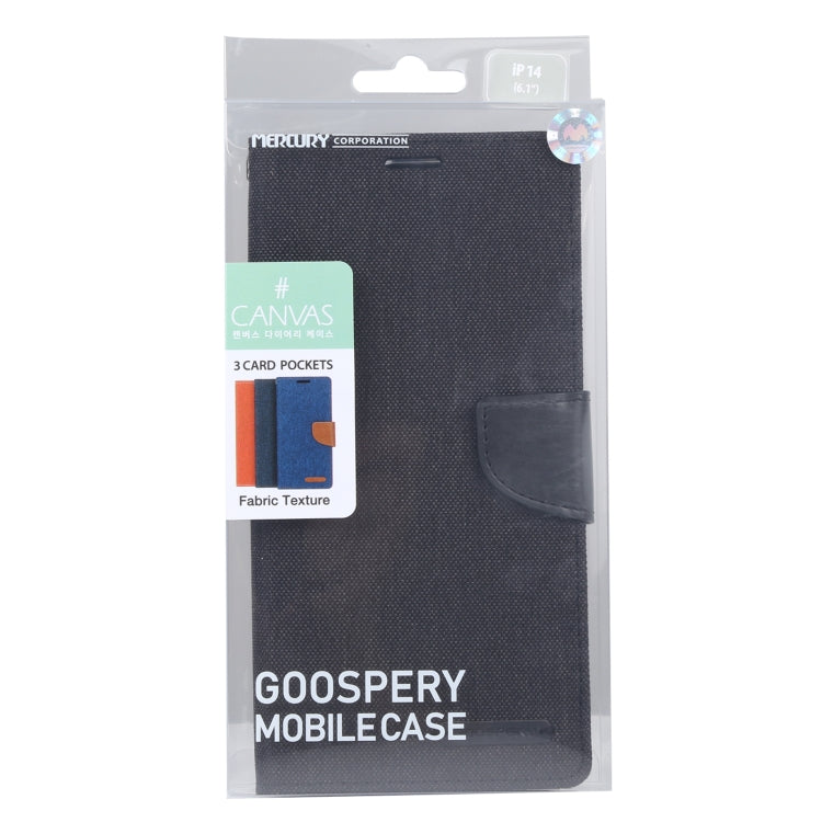 For iPhone 14 Plus GOOSPERY CANVAS DIARY Canvas Texture Flip Leather Phone Case
