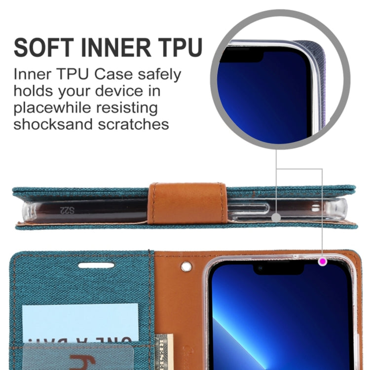 For iPhone 14 Plus GOOSPERY CANVAS DIARY Canvas Texture Flip Leather Phone Case