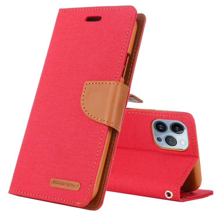 For iPhone 14 Pro GOOSPERY CANVAS DIARY Canvas Texture Flip Leather Phone Case