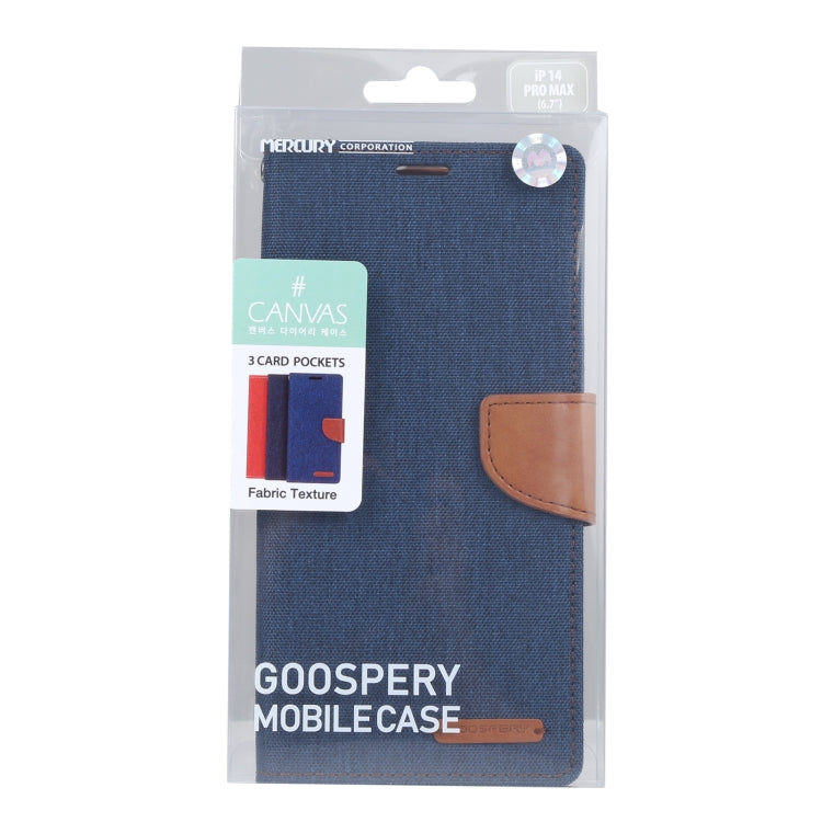 For iPhone 14 Pro GOOSPERY CANVAS DIARY Canvas Texture Flip Leather Phone Case