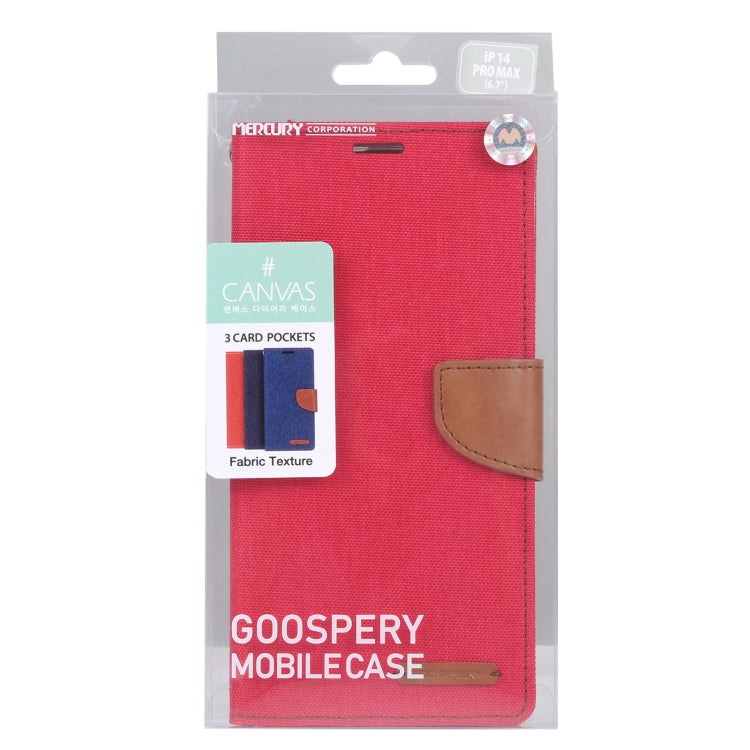 For iPhone 14 Pro Max GOOSPERY CANVAS DIARY Canvas Texture Flip Leather Phone Case