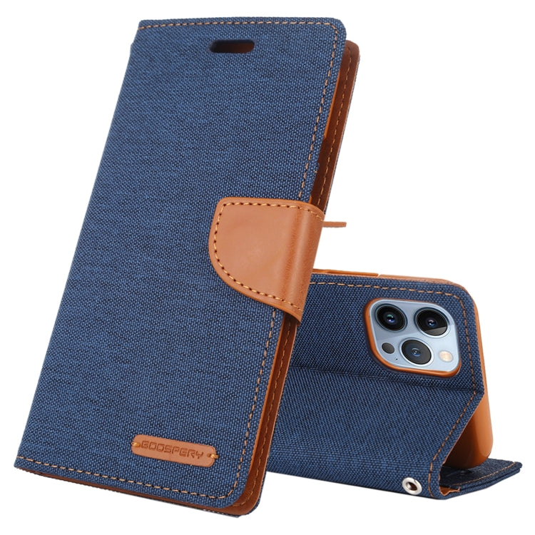 For iPhone 14 Pro Max GOOSPERY CANVAS DIARY Canvas Texture Flip Leather Phone Case