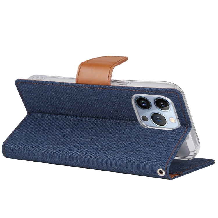 For iPhone 14 Pro Max GOOSPERY CANVAS DIARY Canvas Texture Flip Leather Phone Case