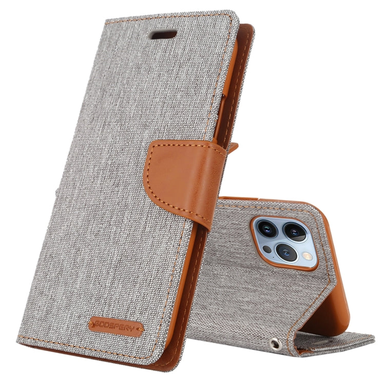 For iPhone 14 Pro Max GOOSPERY CANVAS DIARY Canvas Texture Flip Leather Phone Case