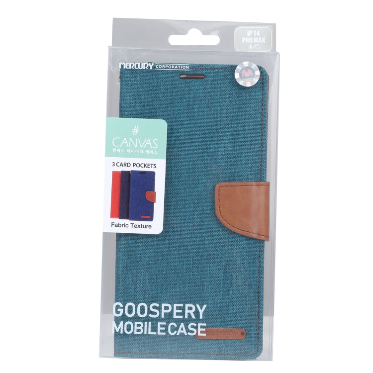 For iPhone 14 Pro Max GOOSPERY CANVAS DIARY Canvas Texture Flip Leather Phone Case