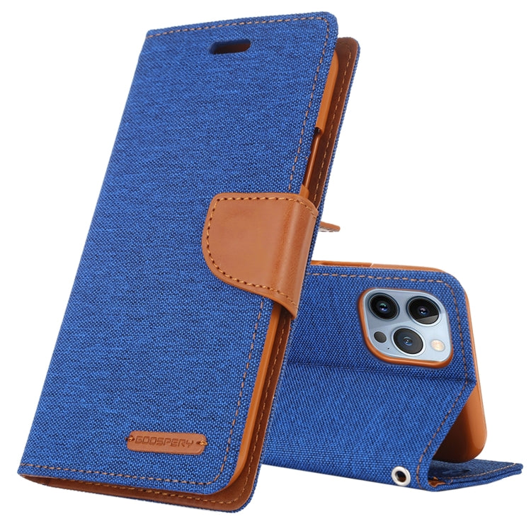 For iPhone 14 Pro Max GOOSPERY CANVAS DIARY Canvas Texture Flip Leather Phone Case