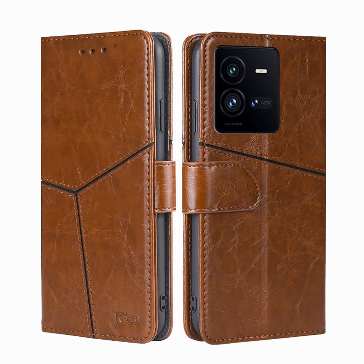 For vivo iQOO 10 Pro 5G Geometric Stitching Leather Phone Case