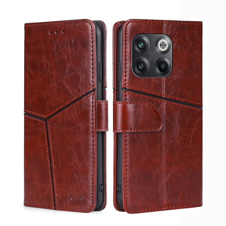 For OnePlus 10T Geometric Stitching Leather Phone Case