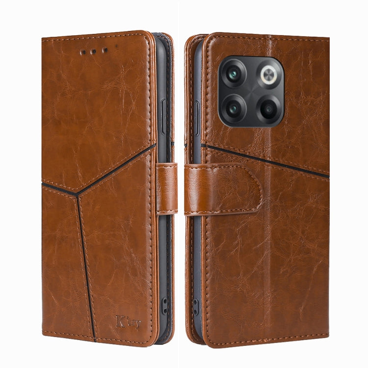 For OnePlus 10T Geometric Stitching Leather Phone Case