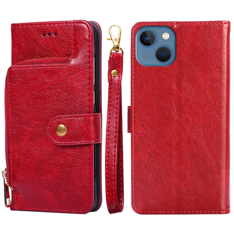 For iPhone 14 Zipper Bag Leather Phone Case