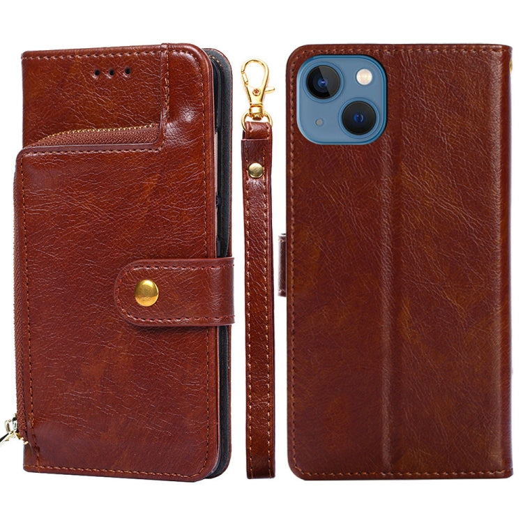 For iPhone 14 Plus Zipper Bag Leather Phone Case