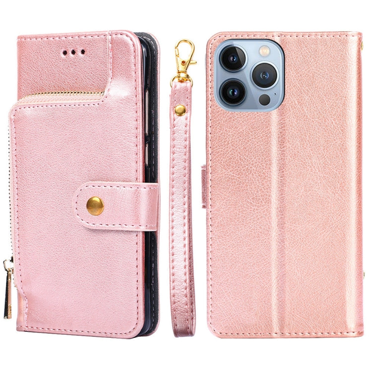 For iPhone 14 Pro Zipper Bag Leather Phone Case