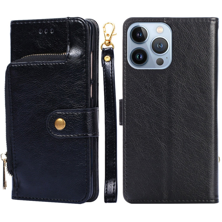 For iPhone 14 Pro Max Zipper Bag Leather Phone Case