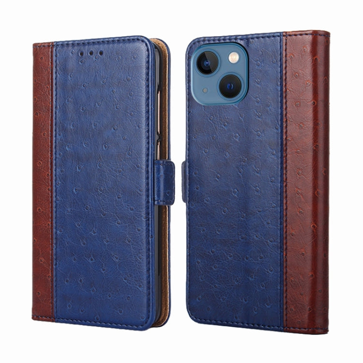 For iPhone 14 Ostrich Texture Flip Leather Phone Case