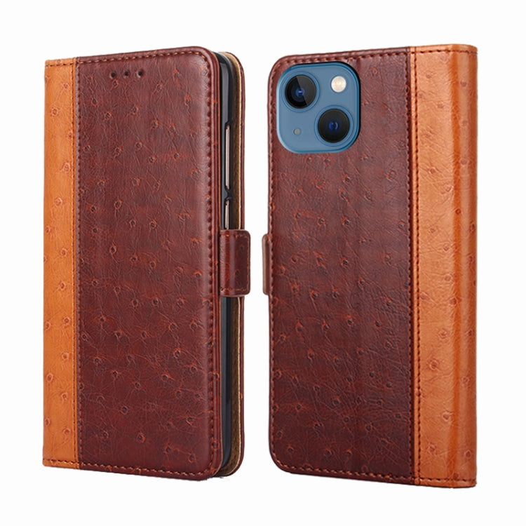 For iPhone 14 Plus Ostrich Texture Flip Leather Phone Case